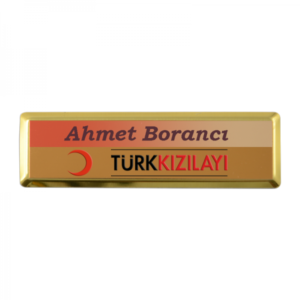 Dikdörtgen Metal Yaka İsimliği (altın) 7,5x2,3 cm