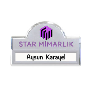 Lüks Kubbeli Sürgülü Metal Yaka İsimliği (gümüş)