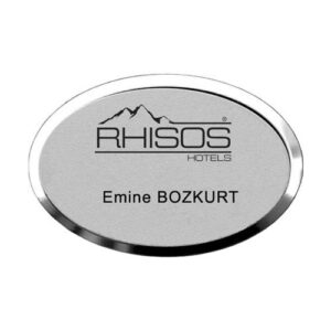 Oval Metal Yaka İsimliği (gümüş)